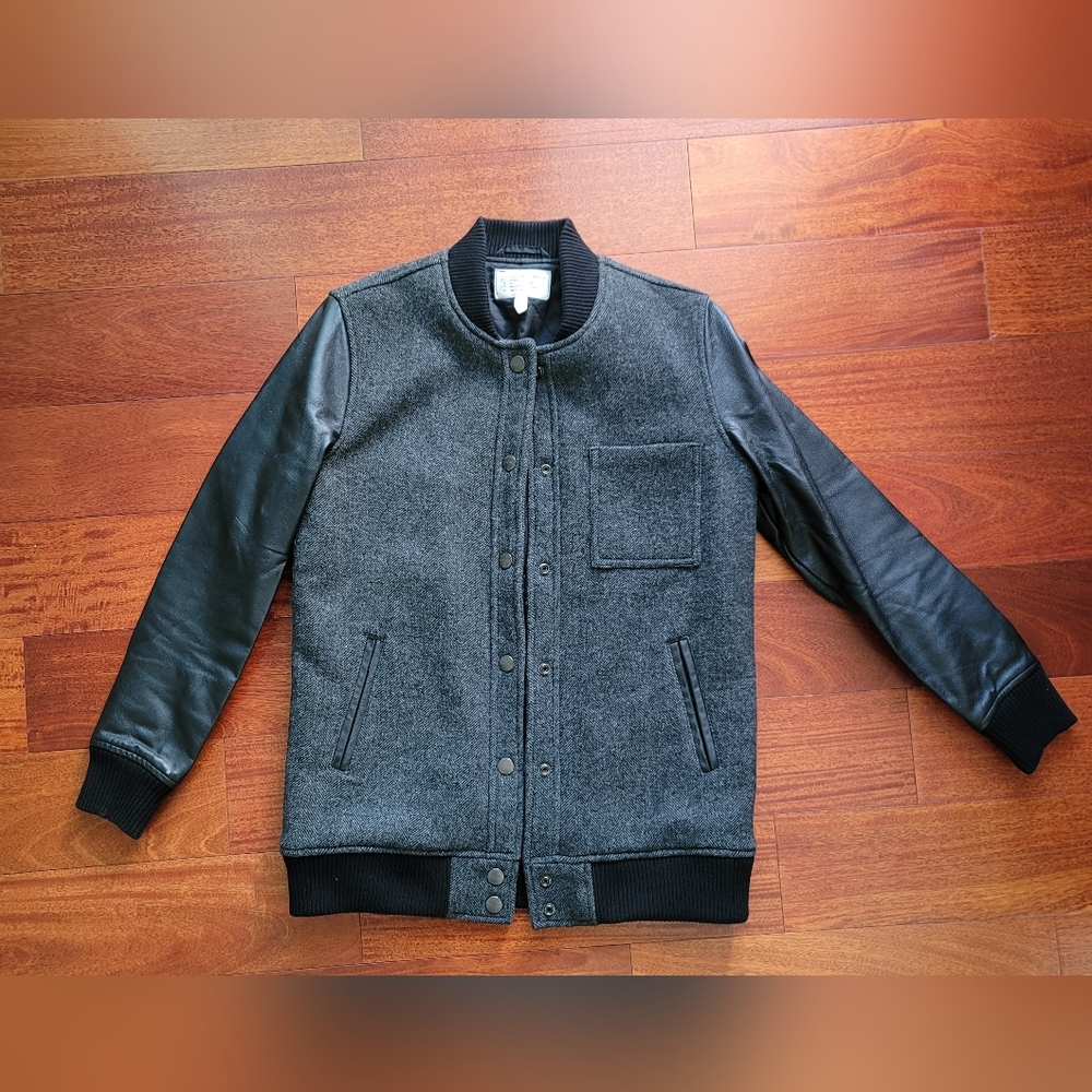 Current/Elliott Black and Gray Bomber Jacket